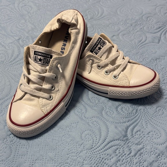 Converse Cream Canvas Low Top Sneakers with Red Trim - Picture 5 of 8